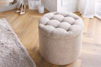 Ronde kruk MODERN BAROQUE 50cm champagne bouclé met opbergruimte - 45066