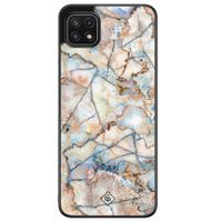 Samsung Galaxy A22 5G hoesje - Marmer bruin blauw