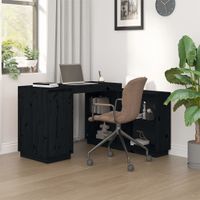 Bureau 110x50x75 cm massief grenenhout zwart - thumbnail