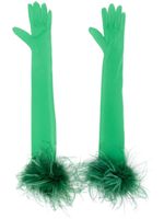 STYLAND gants longs bordés de plumes - Vert - thumbnail