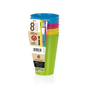 Juypal drinkbekers -8x - multi - kunststof - 450 ml - herbruikbaar   -