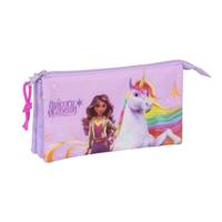 Pennenetui met 3 vakken Unicorn Academy Lila 22 x 12 x 3 cm
