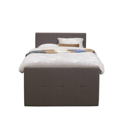Leen Bakker - Boxspring Met Voetbord Liv Geblokt - Donker - 120x200 Cm - Vierkante Poot - Stof - Bruin