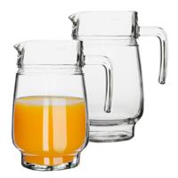 Luminarc schenkkan/karaf - 2x - glas - 1,6 liter - Sapkannen/waterkannen/schenkkannen