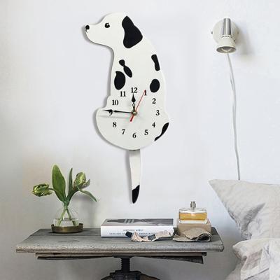 Thuiskantoor slaapkamer decoratie batterij geëxploiteerd hond vormige Wandklok met swingende staarten grootte: 42 x 18cm (wit)