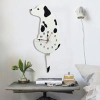 Thuiskantoor slaapkamer decoratie batterij geëxploiteerd hond vormige Wandklok met swingende staarten grootte: 42 x 18cm (wit)
