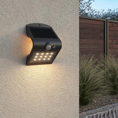 Rhodes LED Solar Wandlamp met bewegingssensor 2 lichtstanden 14 LEDS 3000K Warm wit