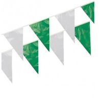 3x Groen / wit vlaggenlijnen 10 meter - Vlaggenlijnen - thumbnail