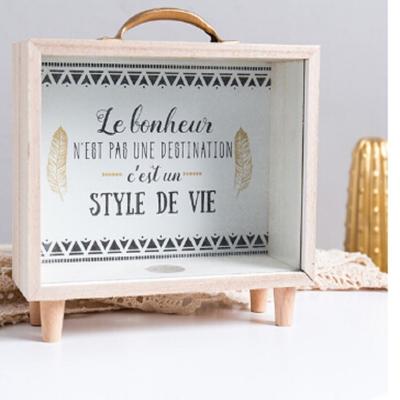 Creatieve houten kunst verse Piggy Bank slaapkamer Desktop Decoratie ornamenten Sundries opbergdoos stijl: omgaan met houten opbergdoos-A