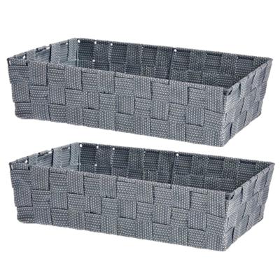 Kast/badkamer opbergmandjes - Set van 2x stuks - zilvergrijs - 34 x 21 x 8,5 cm - opbergmanden