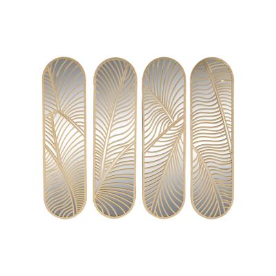 Wanddecoratie Home ESPRIT Gouden Blad van een plant 72 x 1,5 x 68 cm