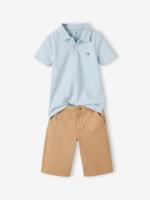 Jongensoutfit met poloshirt en korte broek hemelsblauw - thumbnail