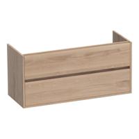 Brauer Adore - Onderkast - 120 cm - met 2 Softclose Lades Greeploos en 1 Sifon Uitsparing - Lamellen Eiken Naturel