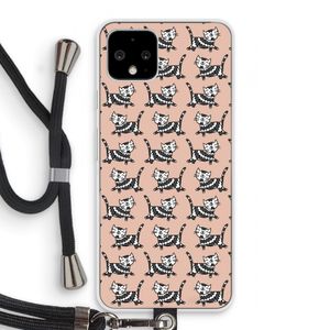 Zwarte poes: Pixel 4 Transparant Hoesje met koord
