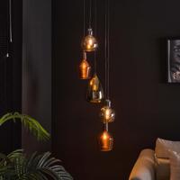LifestyleFurn Hanglamp Missy 5-lamps, Kleur Koper, Chroom en Goud