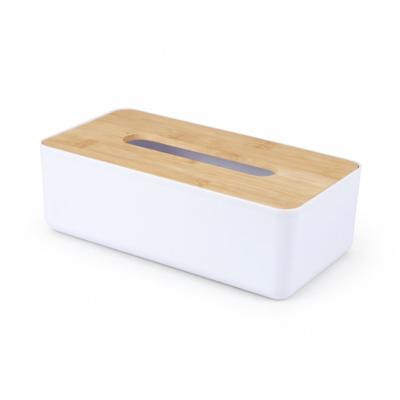 Bambou & Co Tissuebox - Luxe Zakdoekjeshouder - wit - kunststof met bamboe deksel - 26 x 13 x 8, Bambou & Co Tissuebox - Luxe Zakdoekjeshouder - wit - kunststof met bamboe deksel - 26 x 13 x 8,