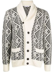 Cruciani cardigan en intarsia à col châle - Blanc