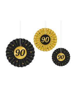 Classy Honeycomb Waaier Set 90 Jaar (3st)