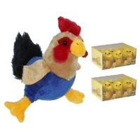 Pluche kippen/hanen knuffel van 20 cm met 12x stuks mini kuikentjes 3,5 cm - Feestdecoratievoorwerp - thumbnail
