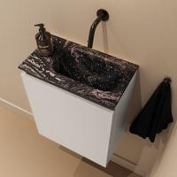 Toiletmeubel Mondiaz Ture Dlux | 40 cm | Meubelkleur Linen | Eden wastafel Lava Rechts | Zonder kraangat