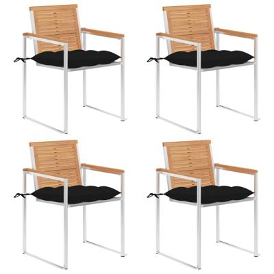 Tuinstoelen 4 st met kussens massief teakhout
