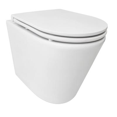 Astev Rimless Wandcloset Tornado BWS Flush Mat Wit Met Flatline Toiletzitting Softclose En Quick Release Mat Wit Boss & Wessing