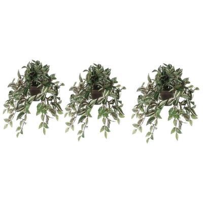 Mica Decorations Kunstplant Tradescantia vader hangplant - 3x - 45 cm - groen
