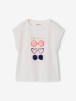 Meisjesshirt met dierenmotief ecru