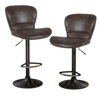 2-delige Set Barkrukken Verstelbaar van 61-81 cm Draaibaar met Rugleuning en Voetsteun Vintage Barkruk voor Eetkamer Bar Thuis