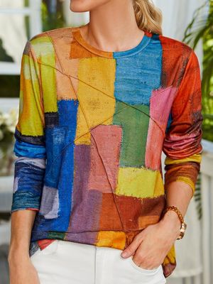 Casual Colorblock Crew Neck T-Shirt Casual Colorblock Crew Neck T-Shirt