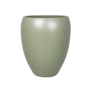 Bloemen vaas/vazen bloempot army groen van keramiek D16 x H19 cm   -