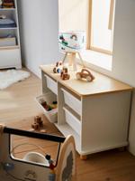 Opbergkast + plastic opbergbakken PTILOU wit-hout