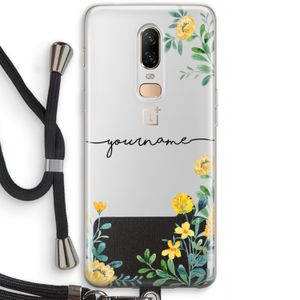 Gele bloemen: OnePlus 6 Transparant Hoesje met koord