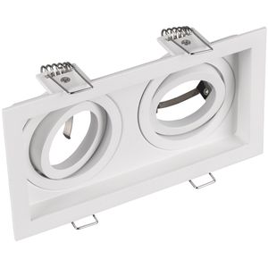 Spot Armatuur GU10 - Trion Kenan - GU10 Inbouwspot - Rechthoek - 2-lichts - Wit - Aluminium - Verdiept - Kantelbaar - Ø90