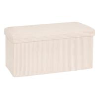 Hocker / Poef Essestial Ribcord - opvouwbaar - wit - MDF/polyester - 76 x 38 cm - 2 persoons