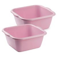 Plasticforte teiltje/afwasbak - Set van 2x stuks - vierkant - kunststof - 10 liter - 36 x 34 x 15 cm