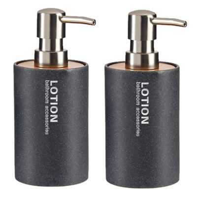 Arte r Zeeppompje/dispencer - 2x - antraciet - kunststof - 350 ml - navulbaar - toilet/badkamer