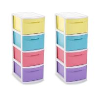 2x stuks ladekast/organizer met 4 lades multi kleuren 39 x 28,5 x 78 cm - thumbnail