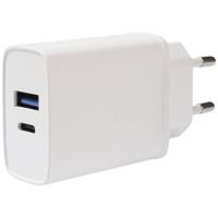 Vivanco TCVVDUALUSB20W USB-oplader 20 W 1x USB-A, 1x USB-C USB PD Wit Snellader