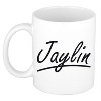 Jaylin voornaam kado beker / mok sierlijke letters - gepersonaliseerde mok met naam   - - thumbnail