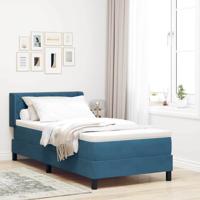 Boxspringbed met Matras Zwart 100x200 cm Fluweel Donkerblauw