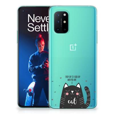 OnePlus 8T Telefoonhoesje met Naam Cat Good Day OnePlus 8T Telefoonhoesje met Naam Cat Good Day
