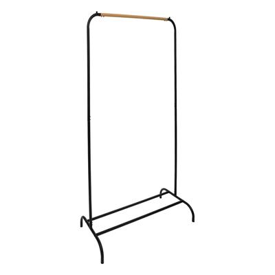 Kledingrek Artemis met enkele hang stang - metaal - zwart/naturel - 82 x 40 x 151 cm