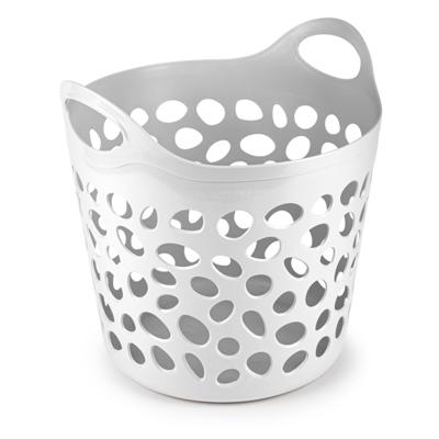Flexibele wasmand/opbergmand - rond - wit - 35 liter - D40 x H39 cm