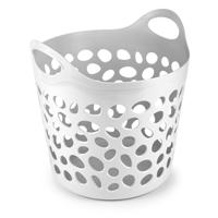 Flexibele wasmand/opbergmand - rond - wit - 35 liter - D40 x H39 cm