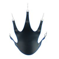 Leather sling with blue piping - 5 points - Black