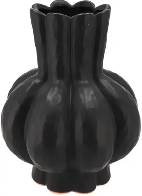 Daan Kromhout Design vaas aardewerk garlic low 21x25cm zwart