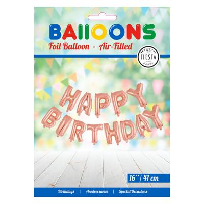Globos Folieballon tekst happy birthday rose goud