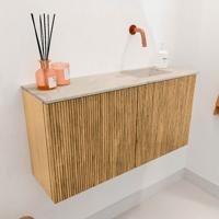 Toiletmeubel Mondiaz Joya Dlux | 80 cm | Meubelkleur Oak | Faye wastafel Frappe Wasbak Rechts | Zonder kraangat(en) Toiletmeubel Mondiaz Joya Dlux | 80 cm | Meubelkleur Oak | Faye wastafel Frappe Wasbak Rechts | Zonder kraangat(en)
