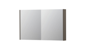 INK SPK2 spiegelkast met 2 dubbelzijdige spiegeldeuren, 4 verstelbare glazen planchetten, stopcontact en schakelaar 120 x 14 x 73 cm, mat taupe